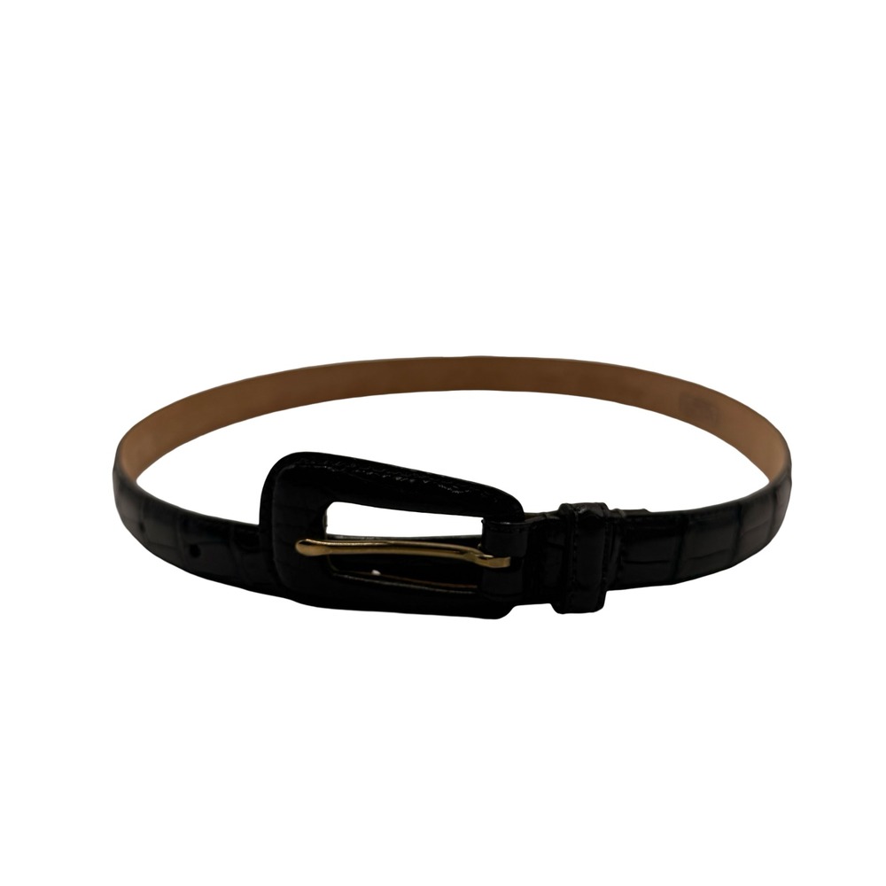 WCM New York Womens Black Genuine American Alligator Leather Belt XS Skinny